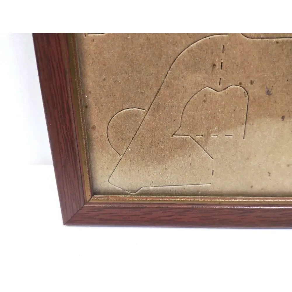 Vintage Metal Faux Wood Small Picture Frame w Gold Trim 5x7 Hang Only MCM